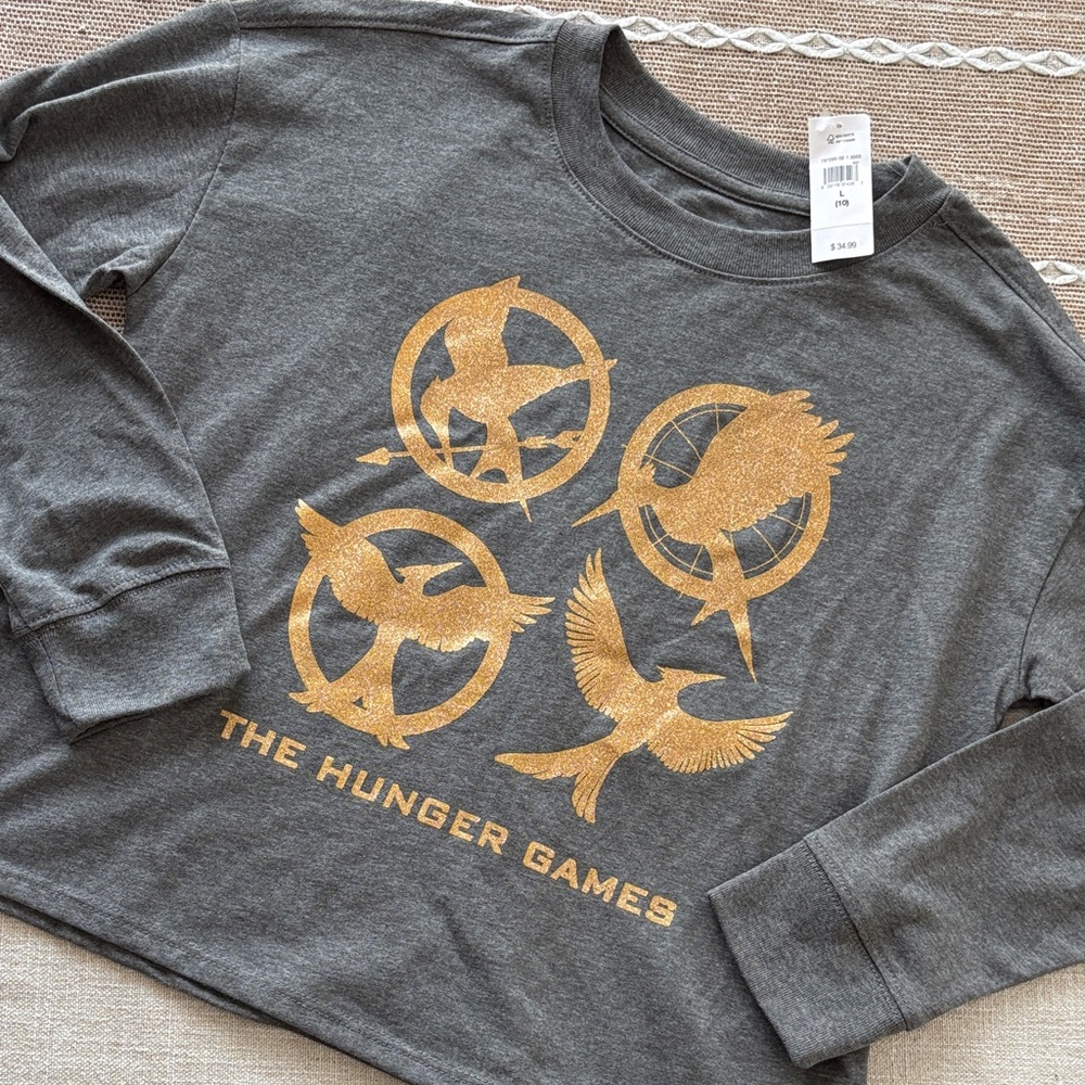 Gap Kids Hunger Games crop long sleeve tee shirt